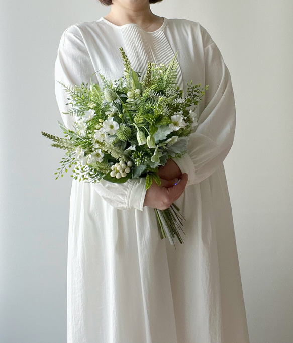 【即納OK！】究極のナチュラル♡グリーンブーケ ガーデンウエディング アーティフィシャルフラワーブーケ 前撮りブーケ 