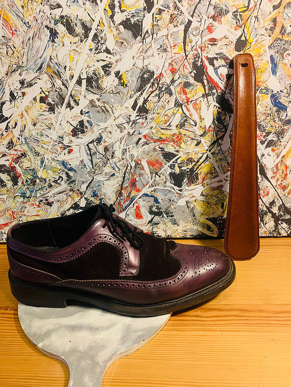 【Liang Xu Leather Art】本革/牛革靴べら/紳士靴/オックスフォードシューズ/ダービーシューズ/ハンドメイドシ 1枚目の画像