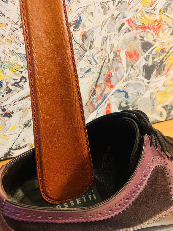 【Liang Xu Leather Art】本革/牛革靴べら/紳士靴/オックスフォードシューズ/ダービーシューズ/ハンドメイドシ 2枚目の画像
