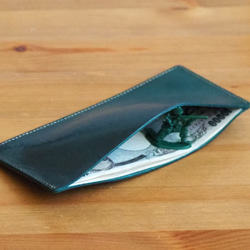 オイルレザー 薄型 長財布 札入れ 牛革 (グリーン) 3枚目の画像