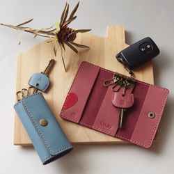 結婚祝・記念日に! 赤ハート4連ペアキーケース【ピンク・ブルー】※袋ラッピング無料 3枚目の画像