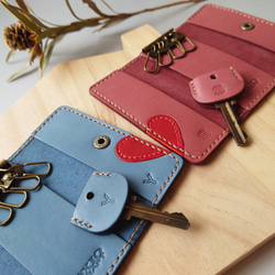 結婚祝・記念日に! 赤ハート4連ペアキーケース【ピンク・ブルー】※袋ラッピング無料 2枚目の画像