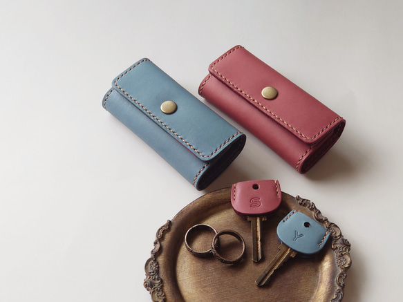 結婚祝・記念日に! 赤ハート4連ペアキーケース【ピンク・ブルー】※袋ラッピング無料 5枚目の画像