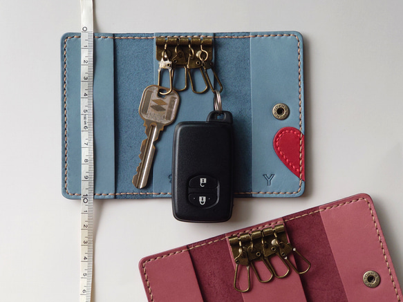 結婚祝・記念日に! 赤ハート4連ペアキーケース【ピンク・ブルー】※袋ラッピング無料 10枚目の画像