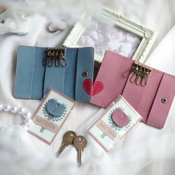 結婚祝・記念日に! 赤ハート4連ペアキーケース【ピンク・ブルー】※袋ラッピング無料 13枚目の画像