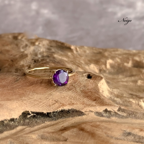 宝石質アメジストAAA- ルース ラウンドファセットカット6×6mm 1粒