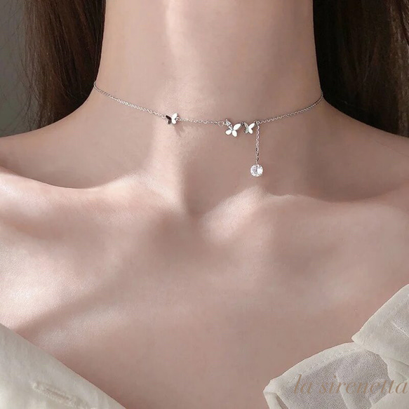 受注製作 ＊butterfly choker necklace *SV925 5枚目の画像