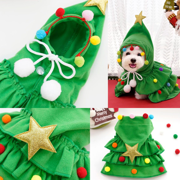 秋冬用 クリスマスペット服 二色ケープ マント変身コスチュームショール犬変身衣装ホリデー用品 8枚目の画像