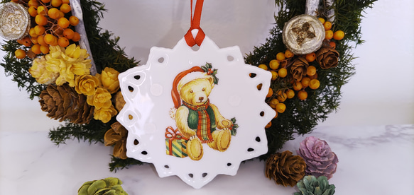 磁気(陶器)のクリスマスオーナメント(くまちゃん) オーナメント