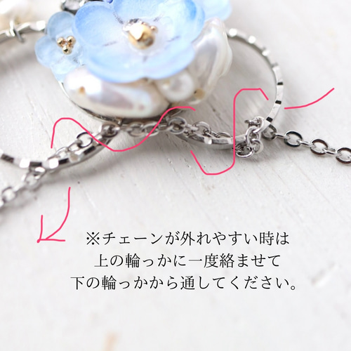 雪柳と淡水パールのロングネックレス 花 白 フォーマル ネックレス