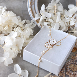雪柳と淡水パールのロングネックレス　　花、白、フォーマル 9枚目の画像