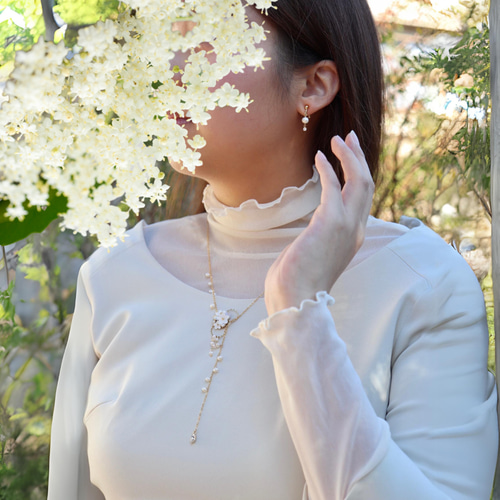 Timeless Pearly 淡水パール お花 ロングネックレス 未使用 【公式通販】