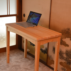 ワークテーブル、幅90cm 奥行き45cm 無垢のヒノキ　パソコン作業向き　 1枚目の画像