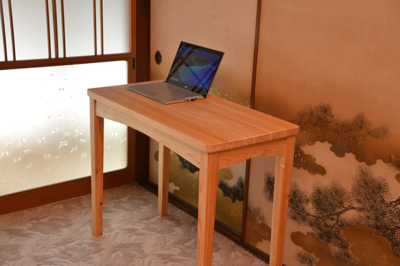 ワークテーブル、幅90cm 奥行き45cm 無垢のヒノキ　パソコン作業向き　 1枚目の画像
