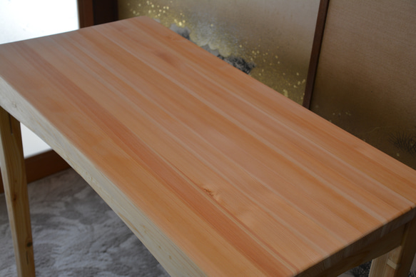 ワークテーブル、幅90cm 奥行き45cm 無垢のヒノキ　パソコン作業向き お問い合わせ下さい