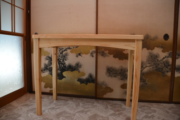 ワークテーブル、幅90cm 奥行き45cm 無垢のヒノキ　パソコン作業向き お問い合わせ下さい