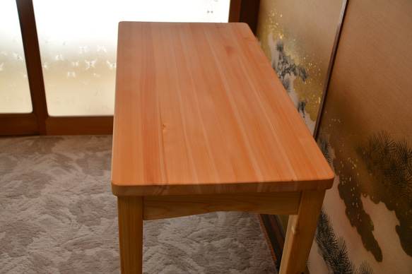 ワークテーブル、幅90cm 奥行き45cm 無垢のヒノキ　パソコン作業向き お問い合わせ下さい