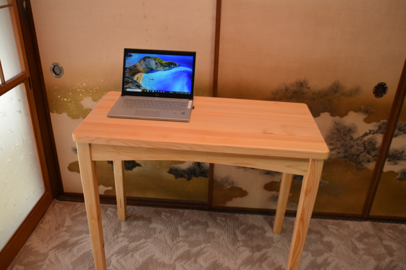 ワークテーブル、幅90cm 奥行き45cm 無垢のヒノキ　パソコン作業向き　 2枚目の画像