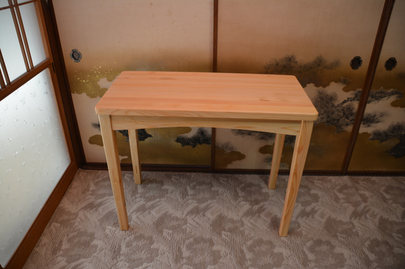 ワークテーブル、幅90cm 奥行き45cm 無垢のヒノキ　パソコン作業向き お問い合わせ下さい