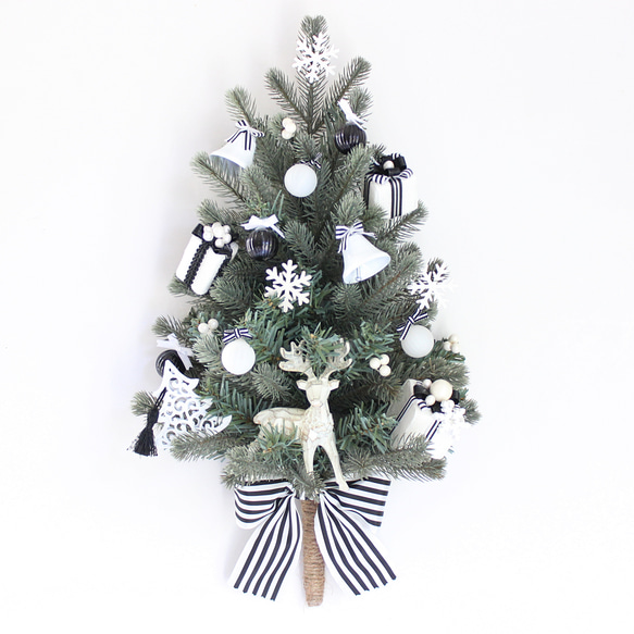 ☆3rd☆　モノトーン　壁掛けのクリスマスツリー　ウォールデコツリー　ハンギングツリー　　クリスマス　白黒　R＆yCH1 10枚目の画像