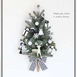 ☆3rd☆　モノトーン　壁掛けのクリスマスツリー　ウォールデコツリー　ハンギングツリー　　クリスマス　白黒　R＆yCH1 6枚目の画像