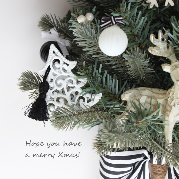 ☆3rd☆　モノトーン　壁掛けのクリスマスツリー　ウォールデコツリー　ハンギングツリー　　クリスマス　白黒　R＆yCH1 4枚目の画像