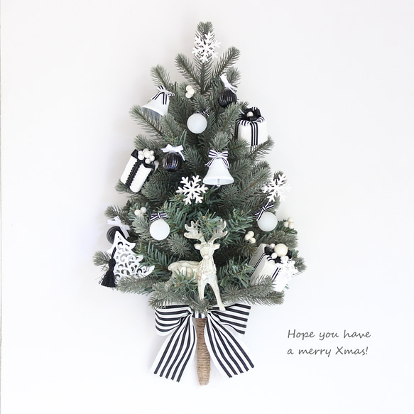 ☆3rd☆　モノトーン　壁掛けのクリスマスツリー　ウォールデコツリー　ハンギングツリー　　クリスマス　白黒　R＆yCH1 1枚目の画像