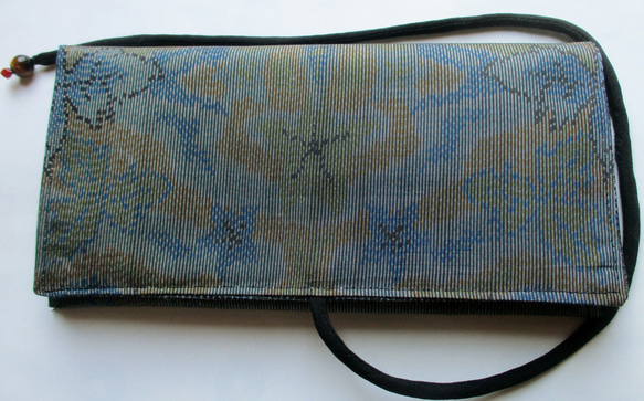 ７４５０　色大島紬の着物で作った和風財布・ポーチ#送料無料 3枚目の画像
