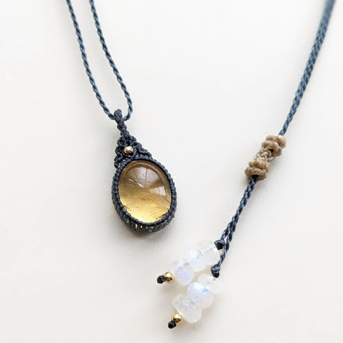 薄明】シトリン マクラメ編みネックレス ネックレス・ペンダント 天然