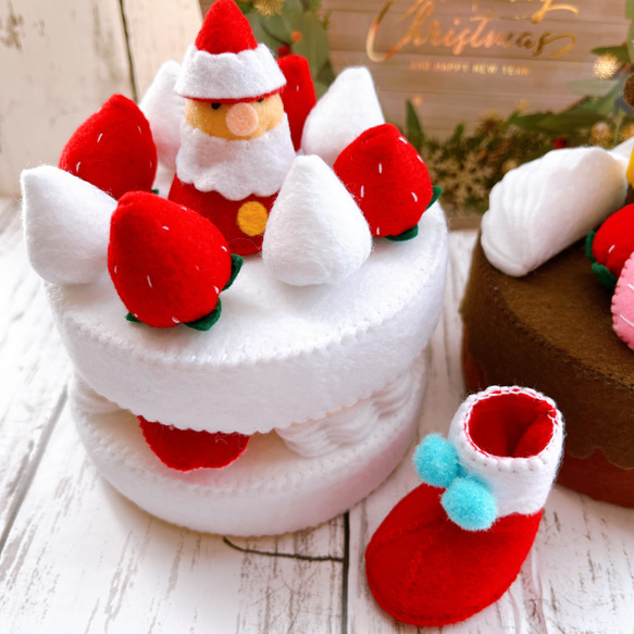 フェルトクリスマスケーキ☆フェルトままごと 2枚目の画像