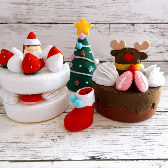 フェルトクリスマスケーキ☆フェルトままごと 7枚目の画像