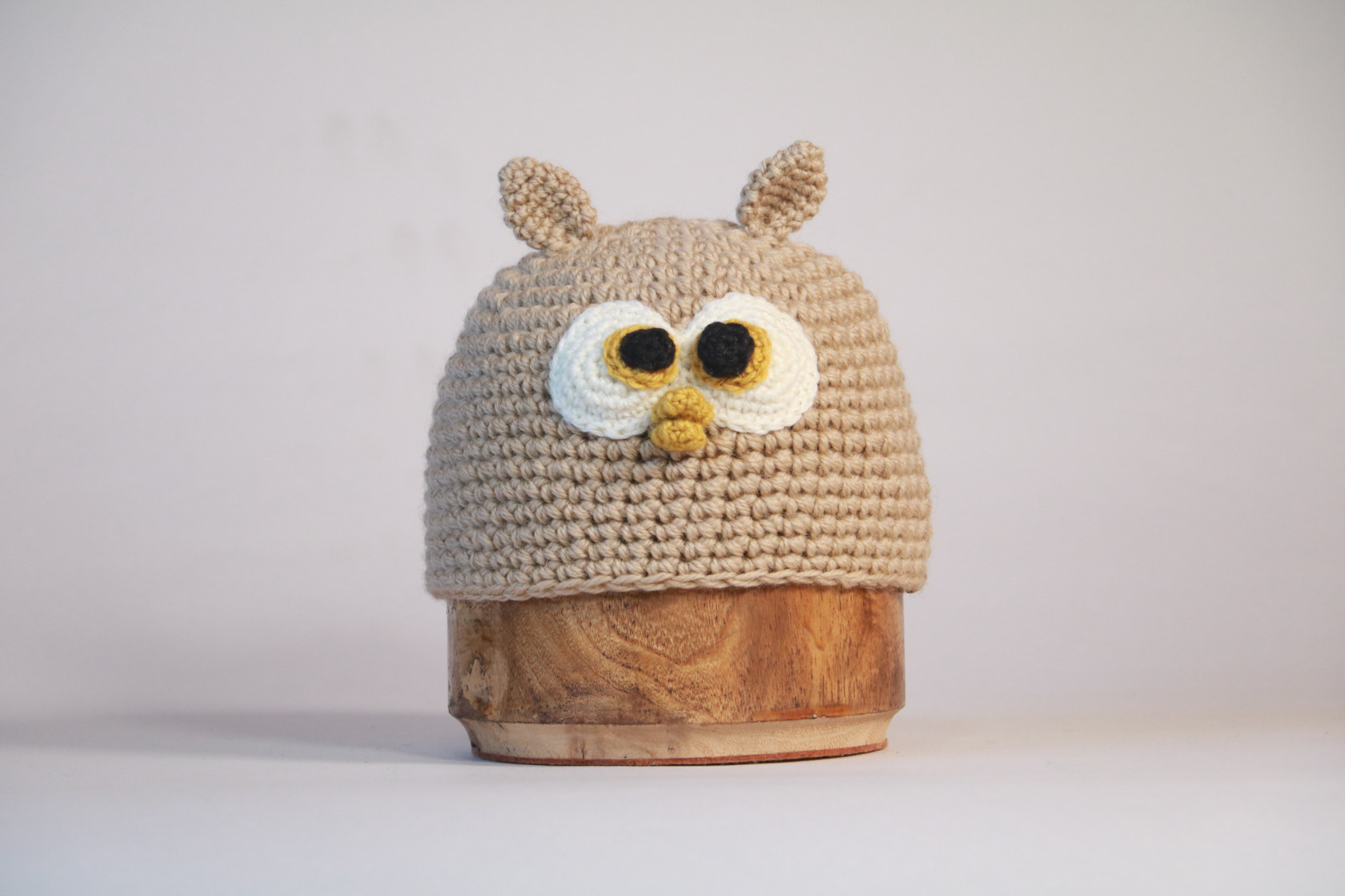 フクロウミミズクモチーフ フォックスファー　ダークグレー CA4LA ニット帽
