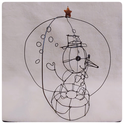 ワイヤーアート　ワイヤークラフト　スノーマンのスノードーム 3枚目の画像