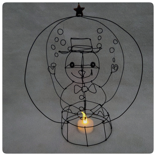 ワイヤーアート ワイヤークラフト スノーマンのスノードーム 立体