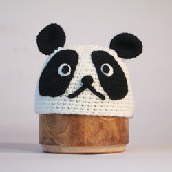 パンダさんニット帽子（子ども用） 1枚目の画像