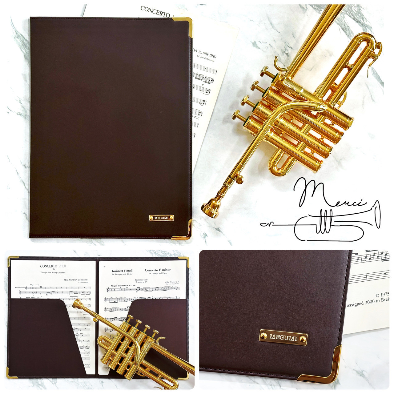 【受注生産】本革 A4 ファイル/ドキュメントケース/楽譜ケース/譜面隠し/ステーショナリー/【名入れプレートつき】