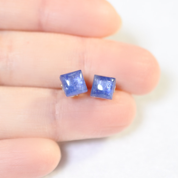 (1 件) 藍晶石耳環（6 毫米方形鈦柱） 第4張的照片