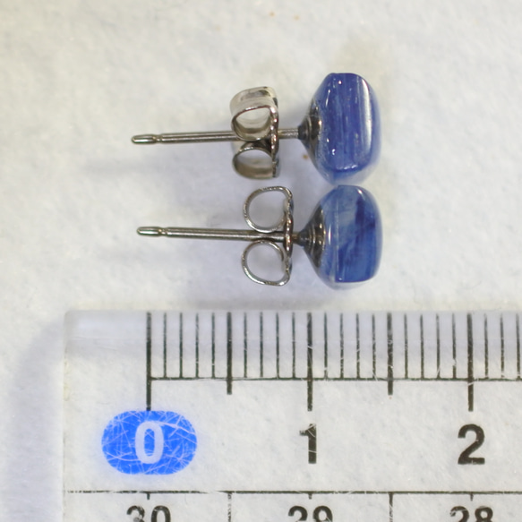 (1 件) 藍晶石耳環（6 毫米方形鈦柱） 第5張的照片