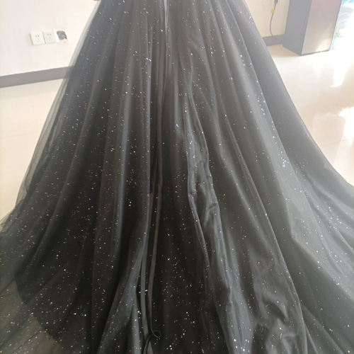 高品質！黒 パーティードレス 取り外しオフショルダー キラキラ  