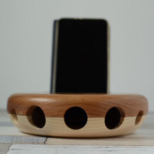 ツートンカラーが美しい心に響くスマホ用ウッドスピーカー/一点物 
