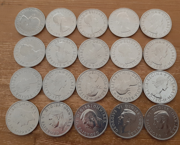 硬貨 イギリス  ハーフクラウン 20枚セット 英国コイン 1947~1967  美品です 本物 2枚目の画像