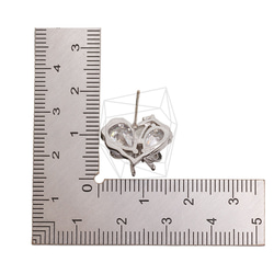 ERG-2546-R【2個入り】キュービックハートピアス/Cubic Heart Post Earrings 5枚目の画像