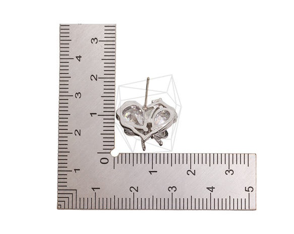 ERG-2546-R【2個入り】キュービックハートピアス/Cubic Heart Post Earrings 5枚目の画像