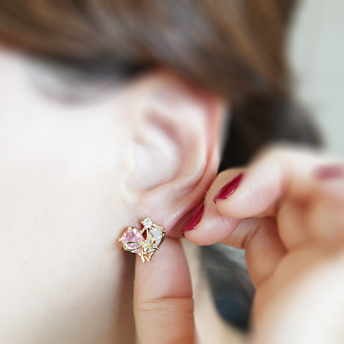 ERG-2547-G【2個入り】キュービックハートピアス/Cubic Heart Post 
