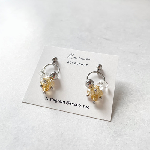 ◯＋plenty pierce (シトリン) ステンレスピアス ノンホールピアス変更 