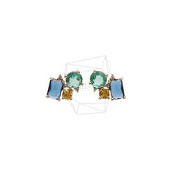 ERG-2548-G【2個入り】キュービックスクエアピアス/Cubic Square Post Earrings 1枚目の画像