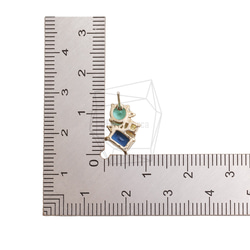 ERG-2548-G【2個入り】キュービックスクエアピアス/Cubic Square Post Earrings 5枚目の画像