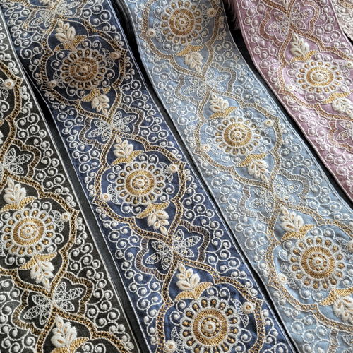 幅約9cm]インド刺繍リボン/カラー選択あり リボン・テープ Hanamomo