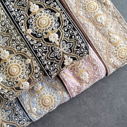幅約9cm]インド刺繍リボン/カラー選択あり リボン・テープ Hanamomo