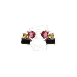 ERG-2549-G【2個入り】キュービックスクエアピアス/Cubic Square Post Earrings 1枚目の画像